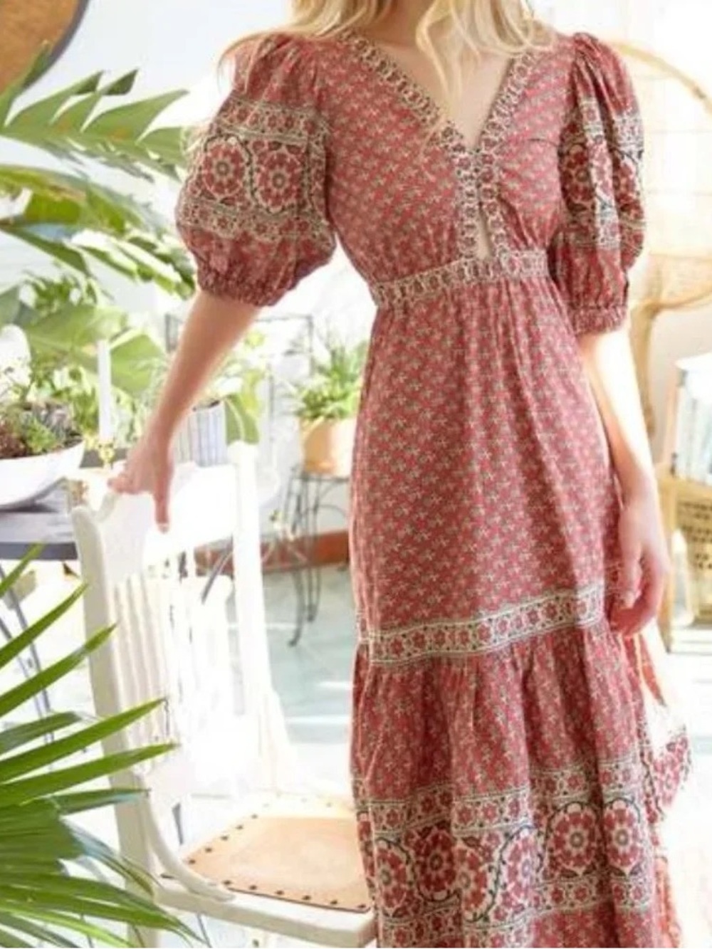 SEA New York Sea Fernanda Tile Print Cotton Dress Blush